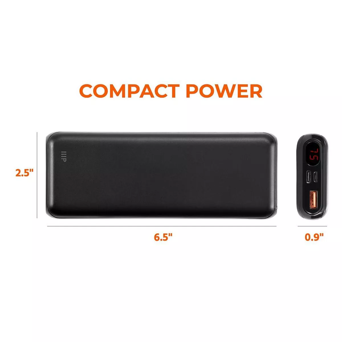 Monoprice EZ Read USB Power Bank - Black, 20,000mAh, 2-Port Up to 18W PD (3A) Output For iPhone, Android, and Galaxy Devices - Obsidian Speed Plus