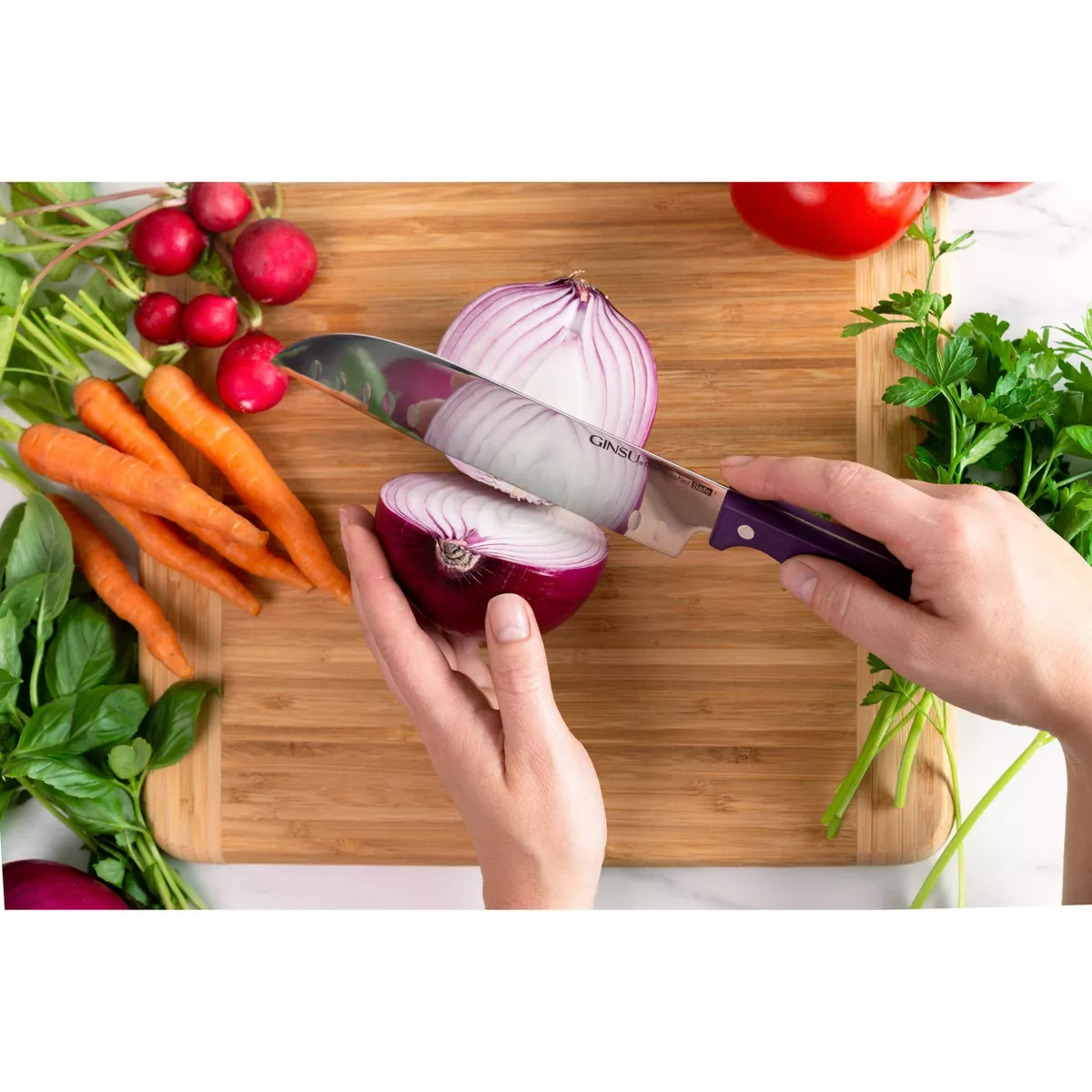 Ginsu Kiso Dishwasher Safe 14pc Knife Block Set Purple