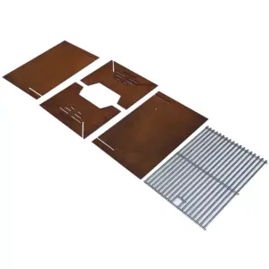 Mont Alpi MAFP 20 Inch Pre-Rusted Style Outdoor Strong and Durable Steel Flat Packed Wood Burning Portable Fire Pit With Stainless Steel Cooking Grid