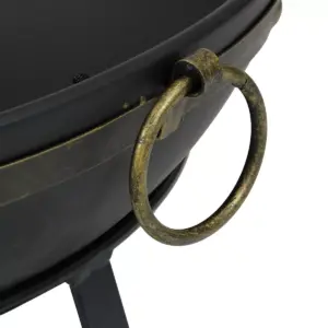 Sunnydaze Outdoor Camping or Backyard Steel Victorian Fire Pit Bowl with Handles and Spark Screen - 25