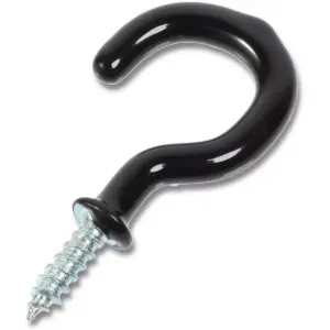 Okuna Outpost 100 Pack Vinyl Coated Screw Eye Hooks, Cup Hook, Black, 1.5