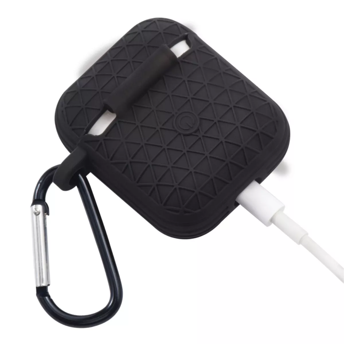 Insten Honeycomb Textured Pattern Case For AirPods 1 & 2, Soft Silicone Skin Cover with Keychain, Black