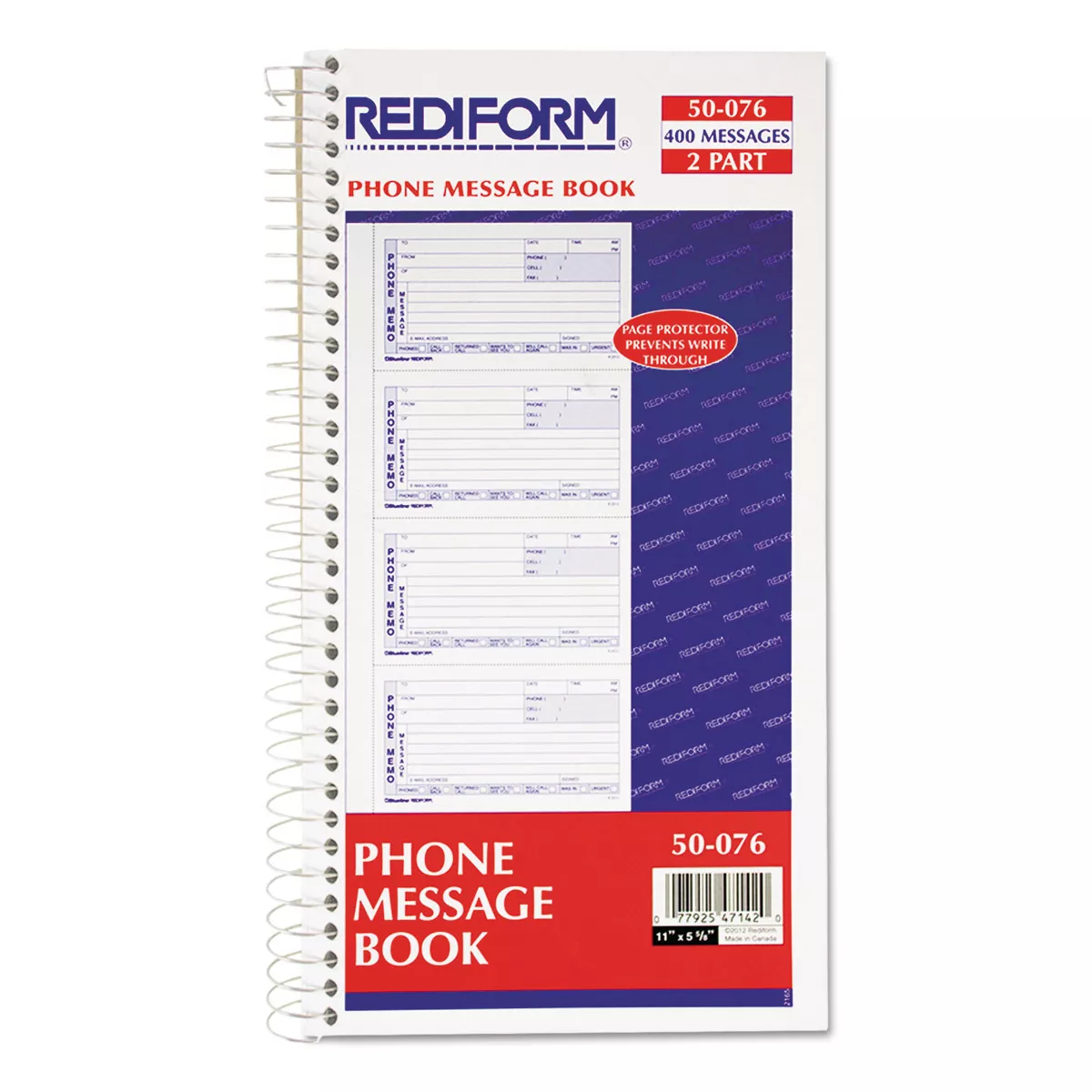 Rediform Telephone Message Book 2 3/4 x 5 Two-Part Carbonless 400 Sets 50076