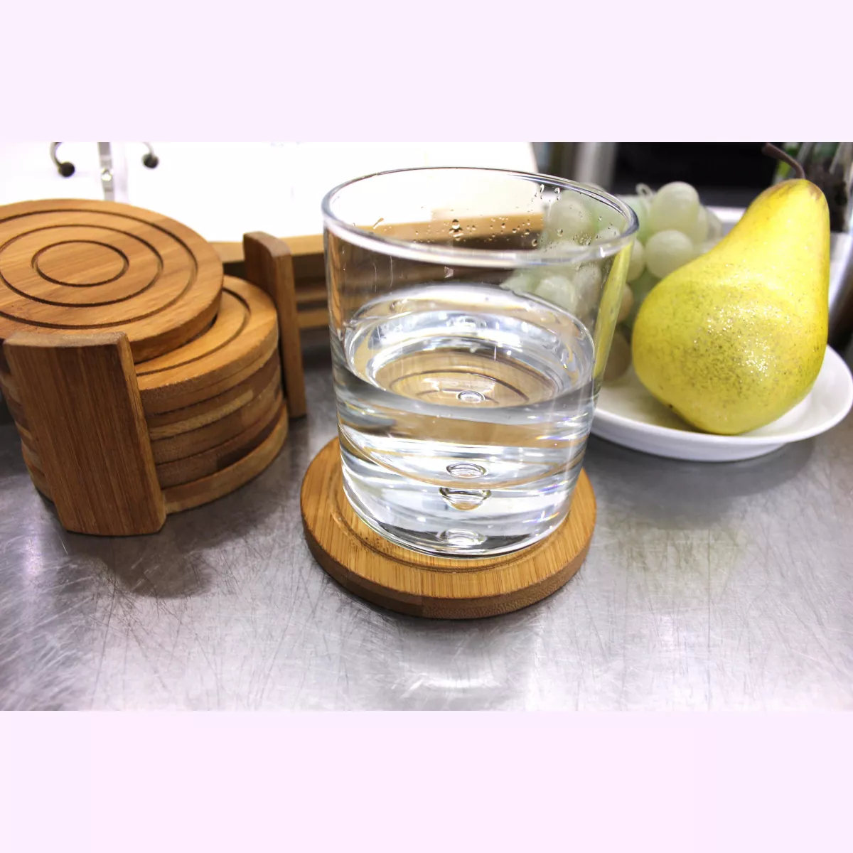 BergHOFF 7 Pc Bamboo Circular Coaster Set