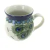 Blue Rose Polish Pottery Peacock Feather Bubble Mug