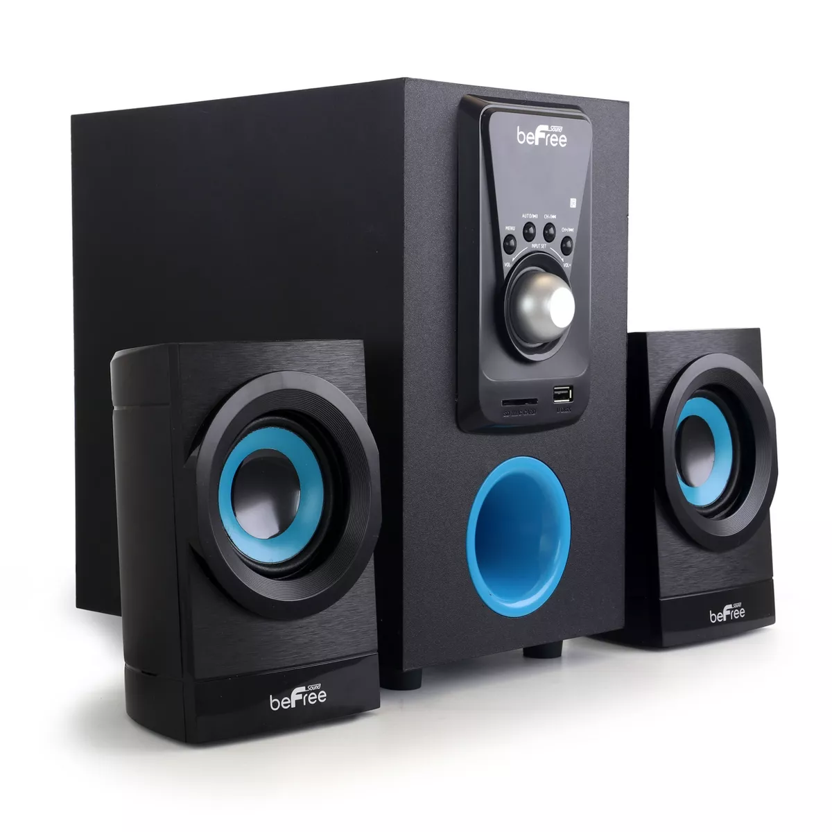 beFree Sound 2.1 Channel Bluetooth Surround Sound Speaker System in Blue