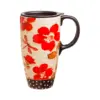Evergreen Floral Symphony Ceramic Latte Travel Cup w/Gift Box , 17 oz.