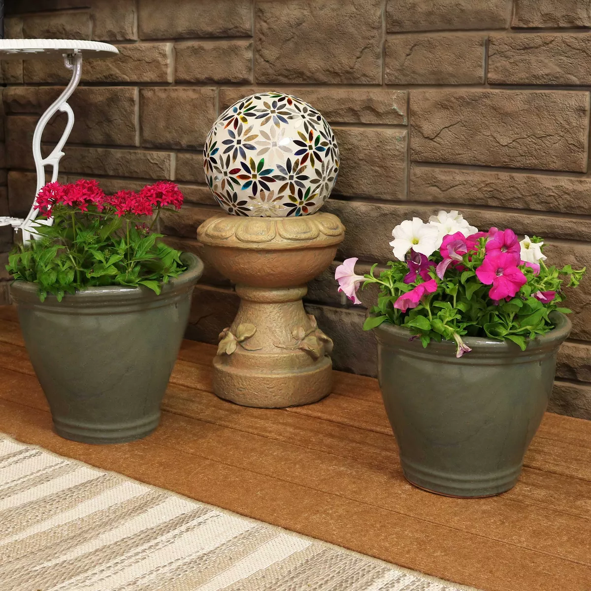 Sunnydaze Studio Outdoor/Indoor High-Fired Glazed UV- and Frost-Resistant Ceramic Flower Planters with Drainage Holes - 11