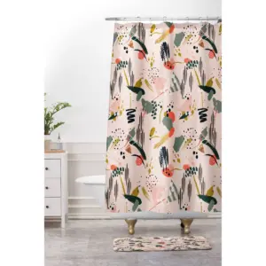Brushstrokes I Shower Curtain Pink - Deny Designs