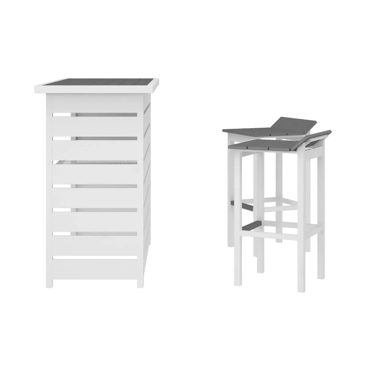 Ariesa 3pc Outdoor Bar Set - White & Gray - CosmoLiving
