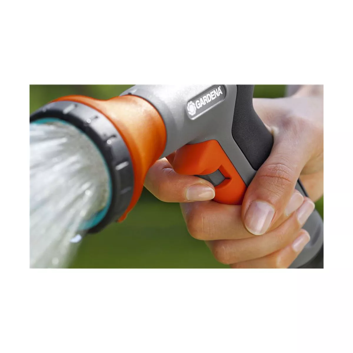 Gardena Multi Purpose 7 in 1 Metal Hose Spray Gun with Flow Control, Orange