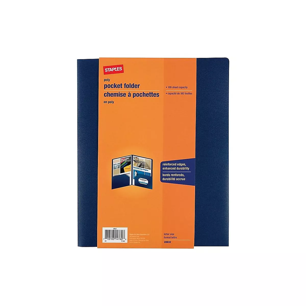 Staples Poly 2-Pocket Folders Dark Blue 431488