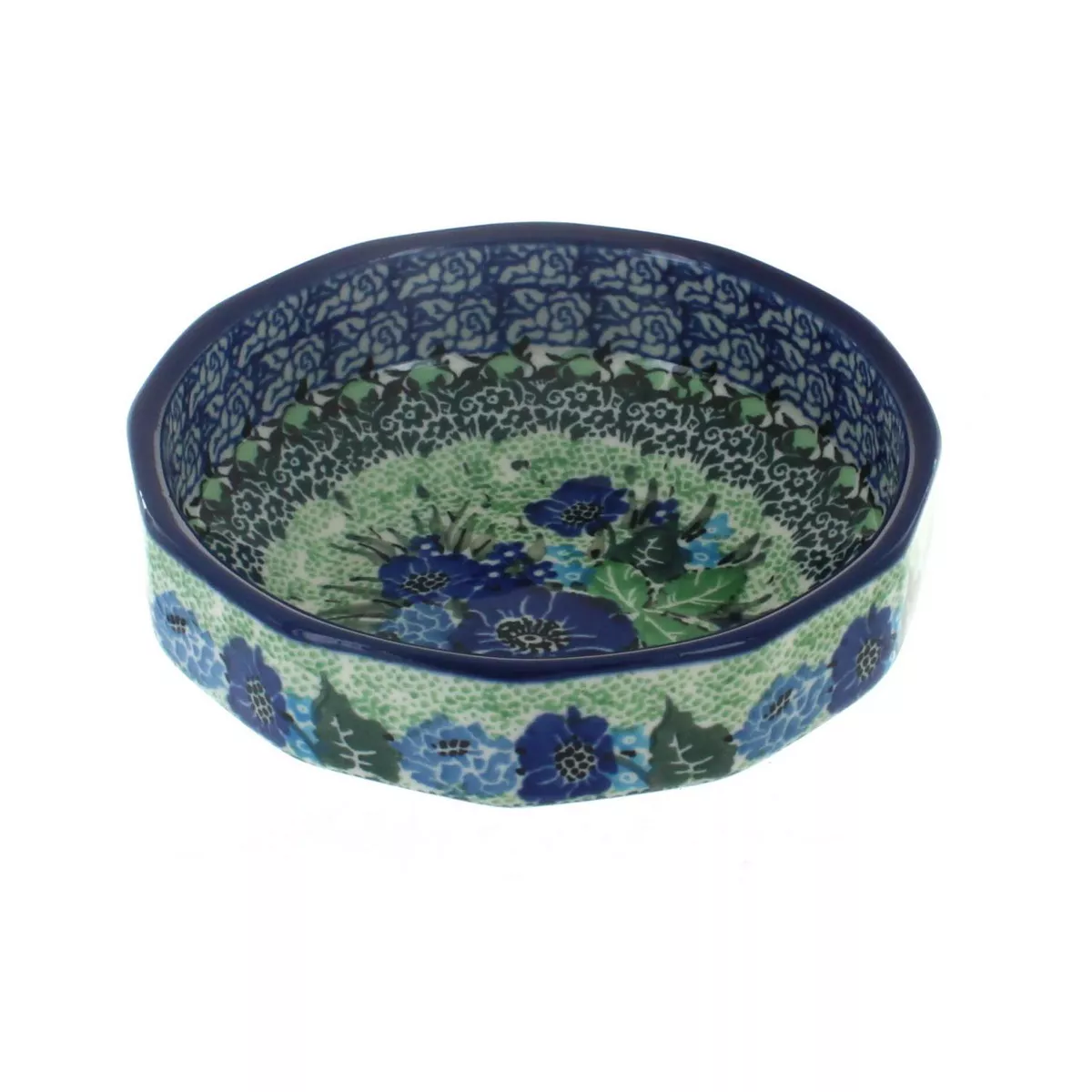 Blue Rose Polish Pottery Sapphire Fields Small Angular Bowl