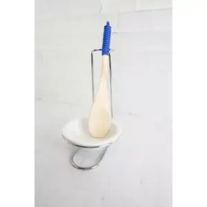 Home Basics Spoon Rest with Tray and Spoon, Chrome