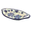 Blue Rose Polish Pottery Daisy Surprise Bread Tray with Handles