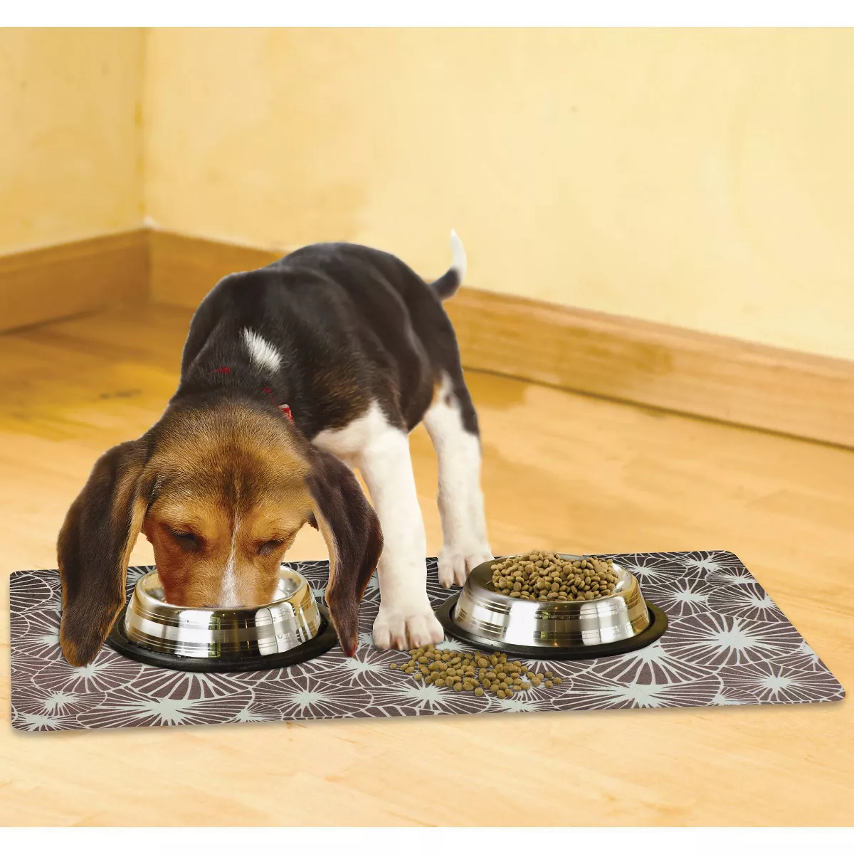 Drymate Dog and Cat Feeding Placemat - Flowers Gray
