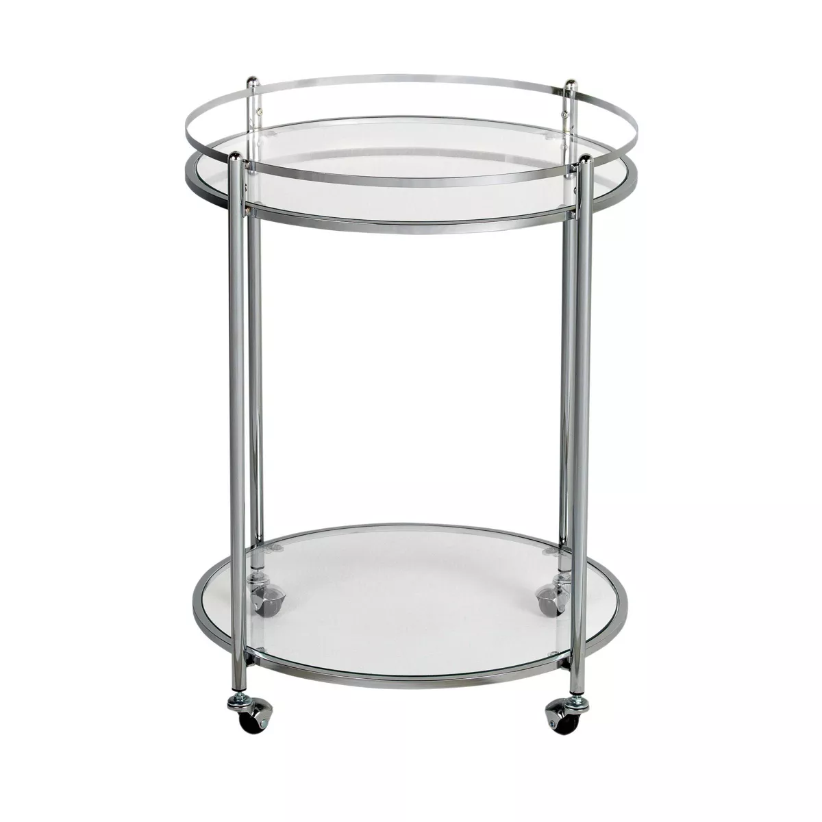 Veranda Round Bar Cart with Clear Glass Chrome - Studio Designs Home