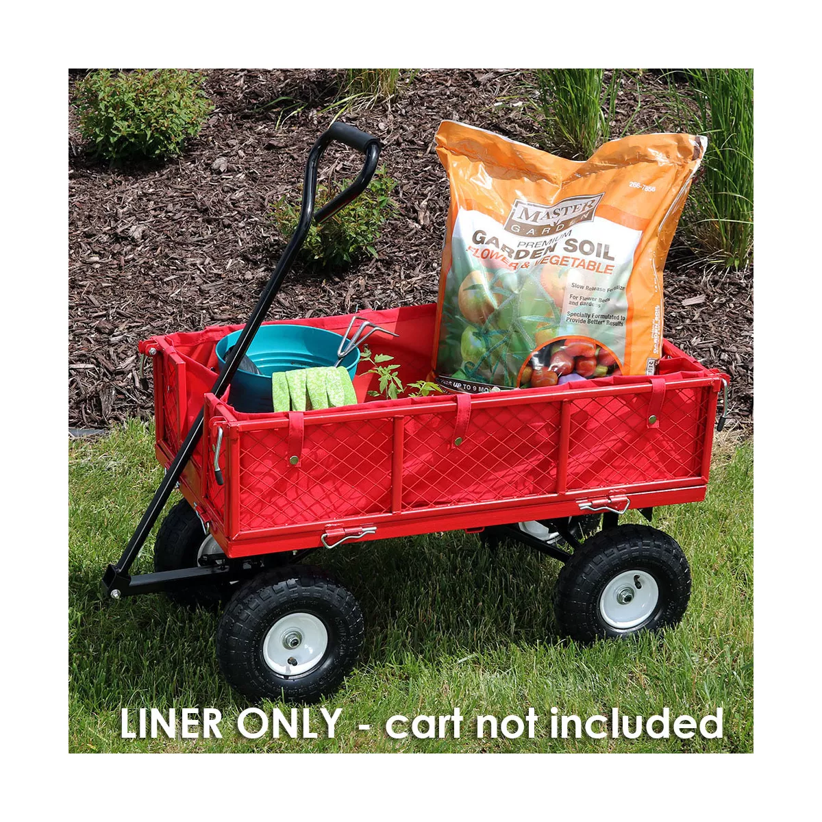 Sunnydaze Outdoor Lawn and Garden Weather-Resistant Heavy-Duty Polyester Utility Wagon Cart Protective Liner - Red