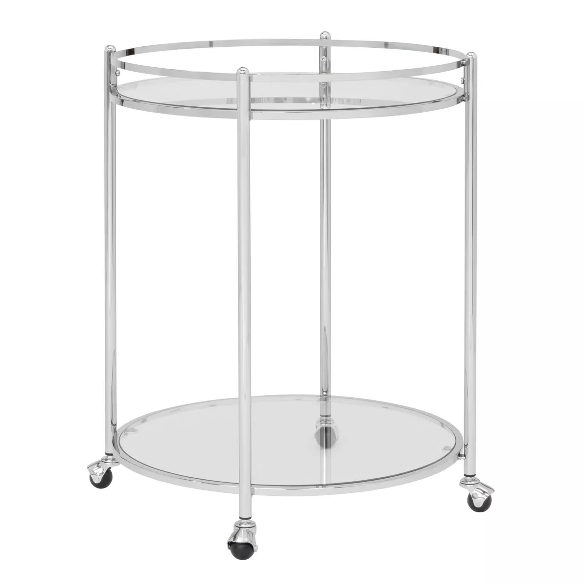 Veranda Round Bar Cart with Clear Glass Chrome - Studio Designs Home