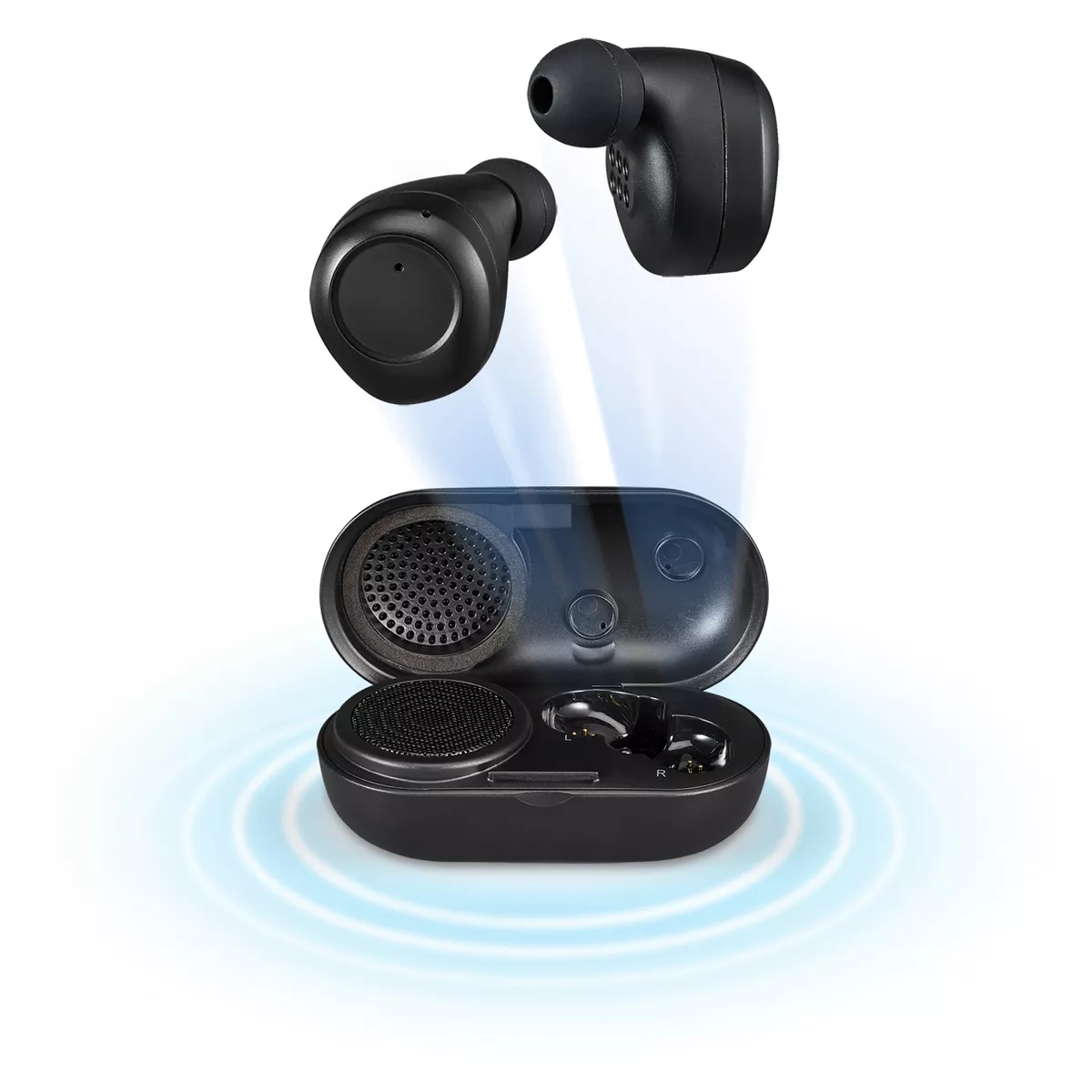iLive Truly Wire-Free Earbuds with Charging Case and Speaker (IAEBTS410B) - Stereo - True Wireless - Bluetooth - 16 Ohm - 20 Hz - 20 kHz - Earbud