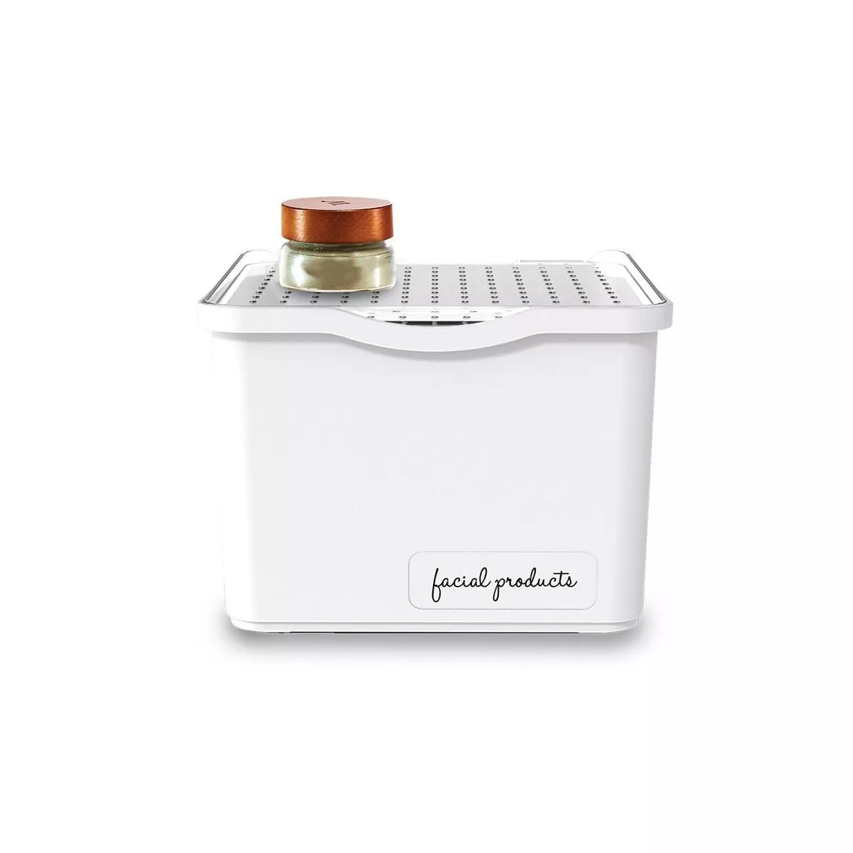 Small Stacking Bin with Lid Clear/White - Madesmart