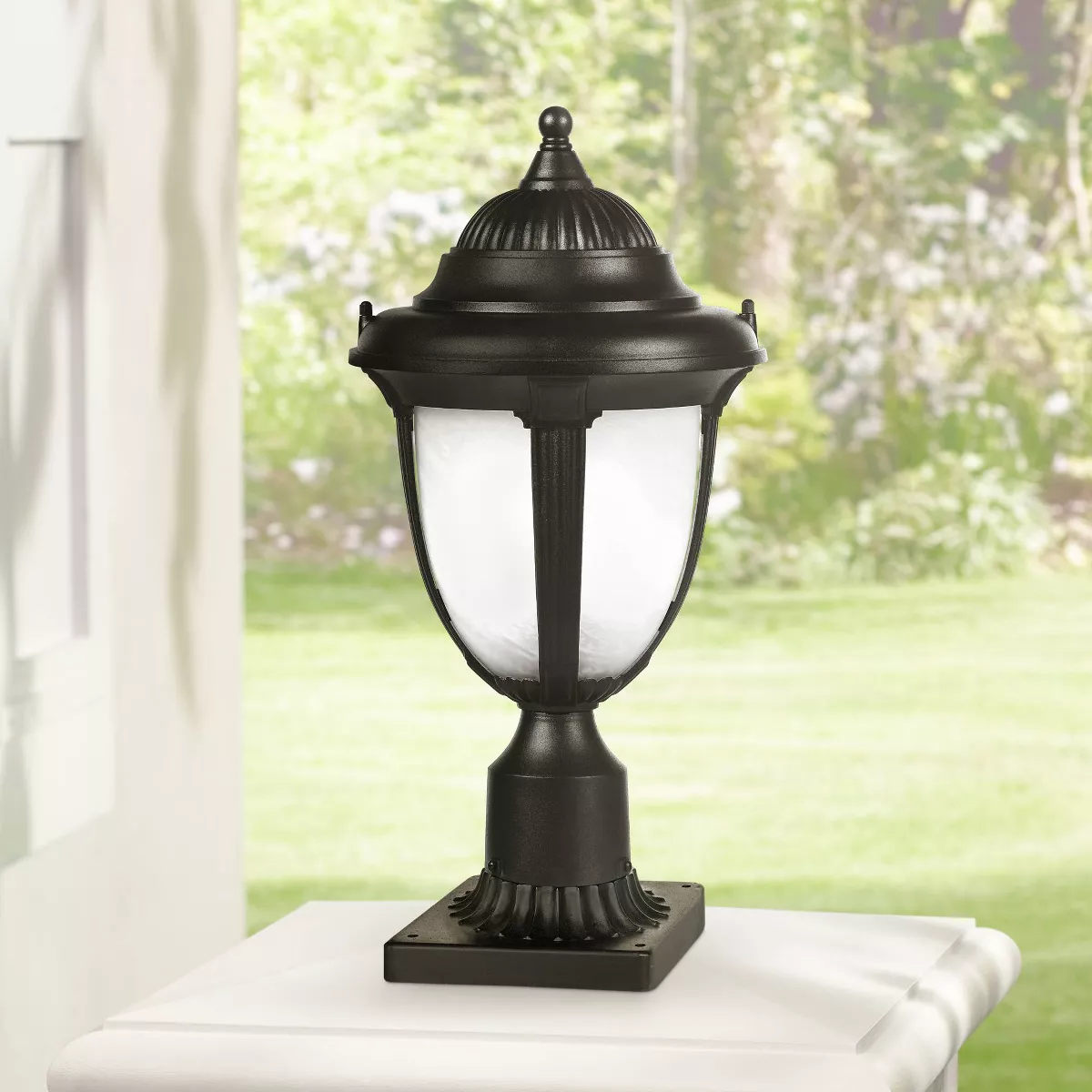 John Timberland Rustic Outdoor Post Light Pier Mount Fixture Black 16 3/4