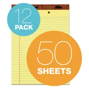TOPS The Legal Pad Ruled Perf Pad Legal/Wide 8 1/2 x 11 3/4 Canary 50 Sheets 7531