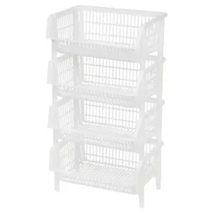IRIS 4pk Jumbo Stacking Plastic Storage Basket
