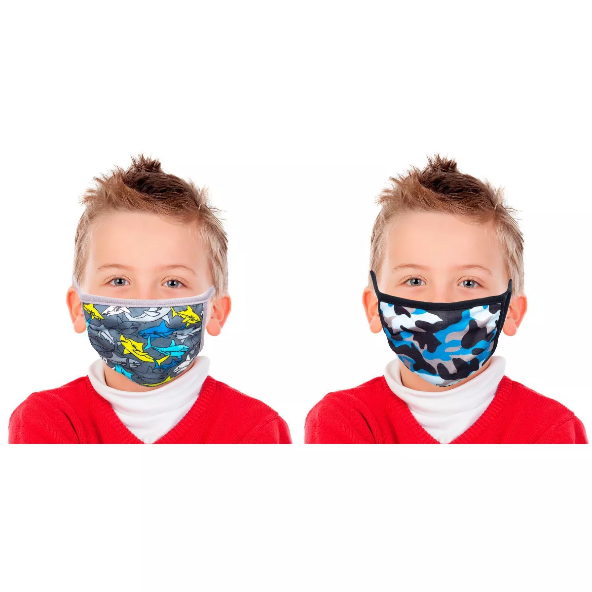 Bioworld Boys' 2pk Fashion Face Covering - Shark/Camo