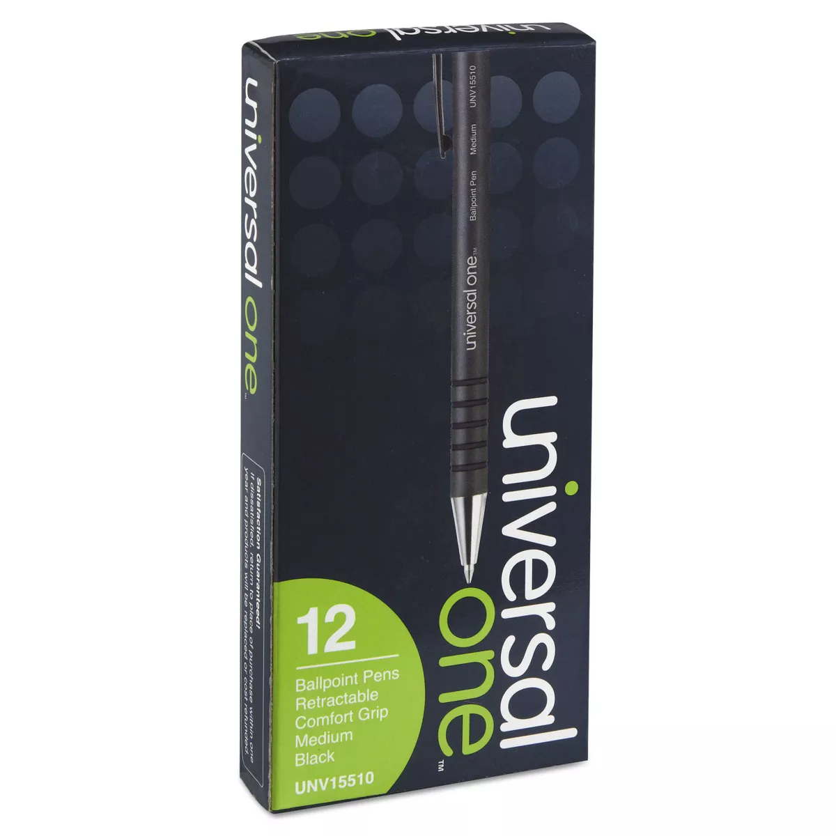 UNIVERSAL Comfort Grip Ballpoint Retractable Pen Black Ink Medium Dozen 15510
