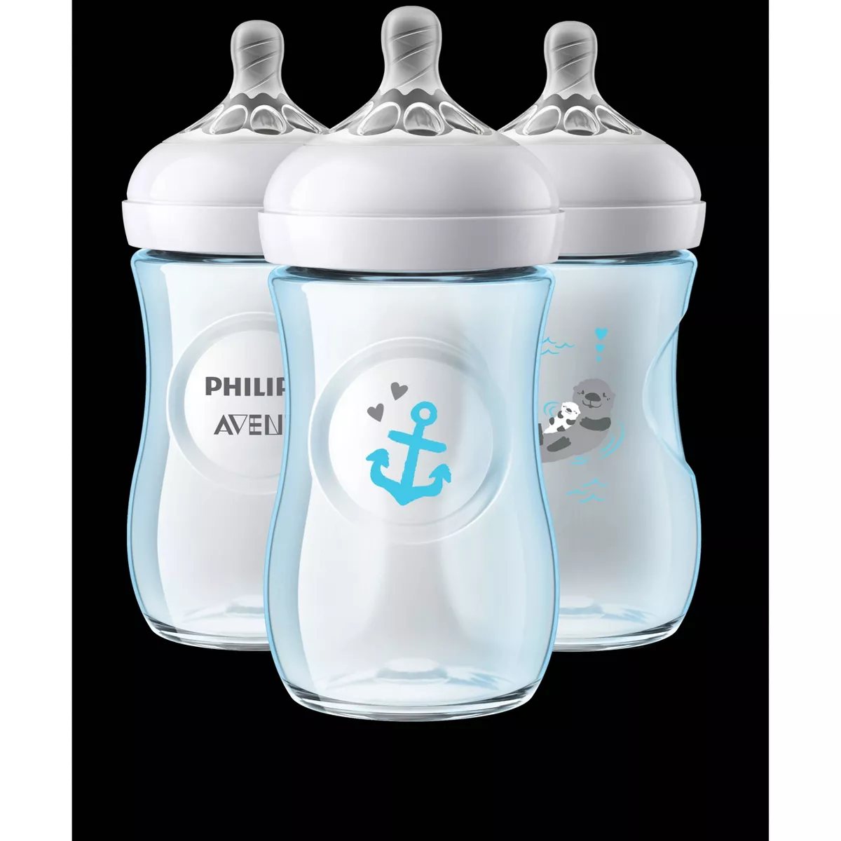 Philips Avent Natural Baby Bottle Blue - Otter/Anchor - 9oz - 3pk