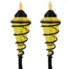 Sunnydaze Outdoor Adjustable Height Glass and Metal Swirl Patio and Lawn Citronella Torch Set - Yellow - 2pk