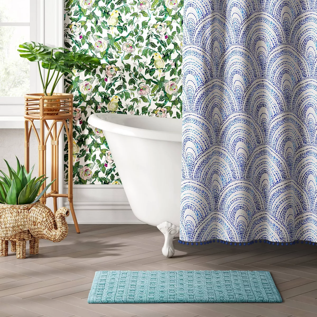 Woven Textured Aqua Bath Rug Aqua - Opalhouse™