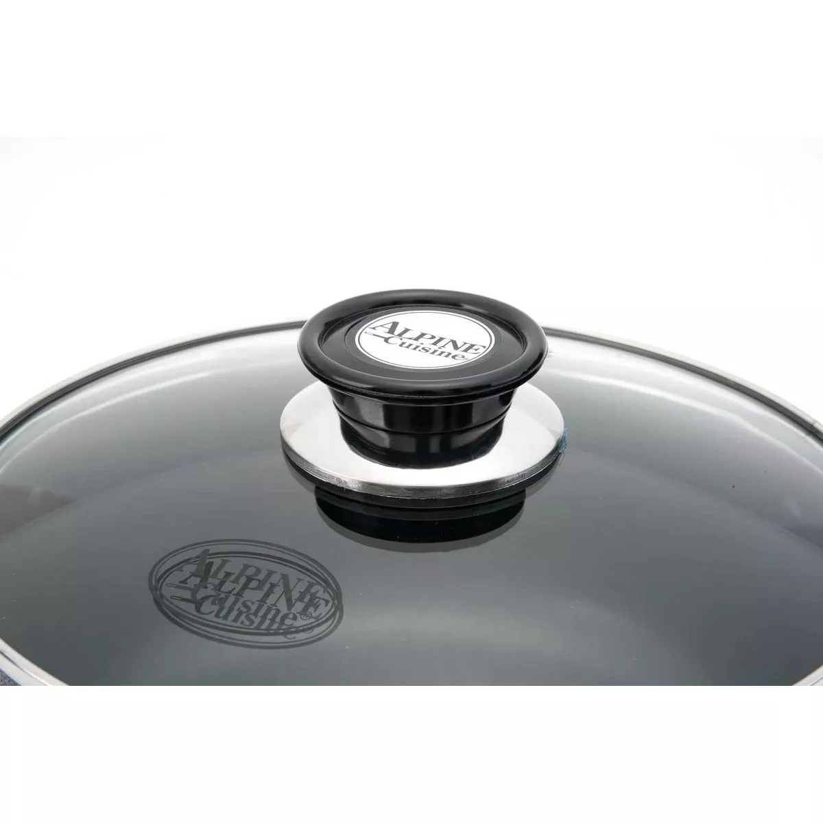 Alpine Cuisine Aluminum Non-Stick Dutch Oven Pot with Glass Lid and Carrying Handles, 13 Quart, Gray