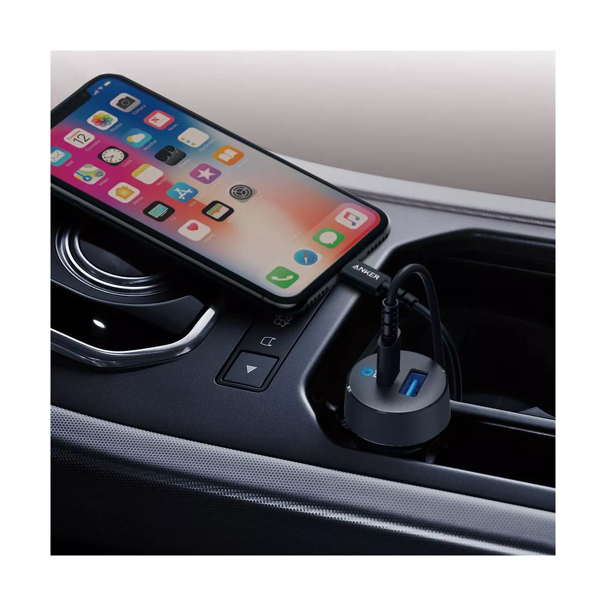 Anker 2-Port PowerDrive 25.5W Power Delivery Car Charger (with 3' PowerLine Select Lightning to USB-C Cable) - Black