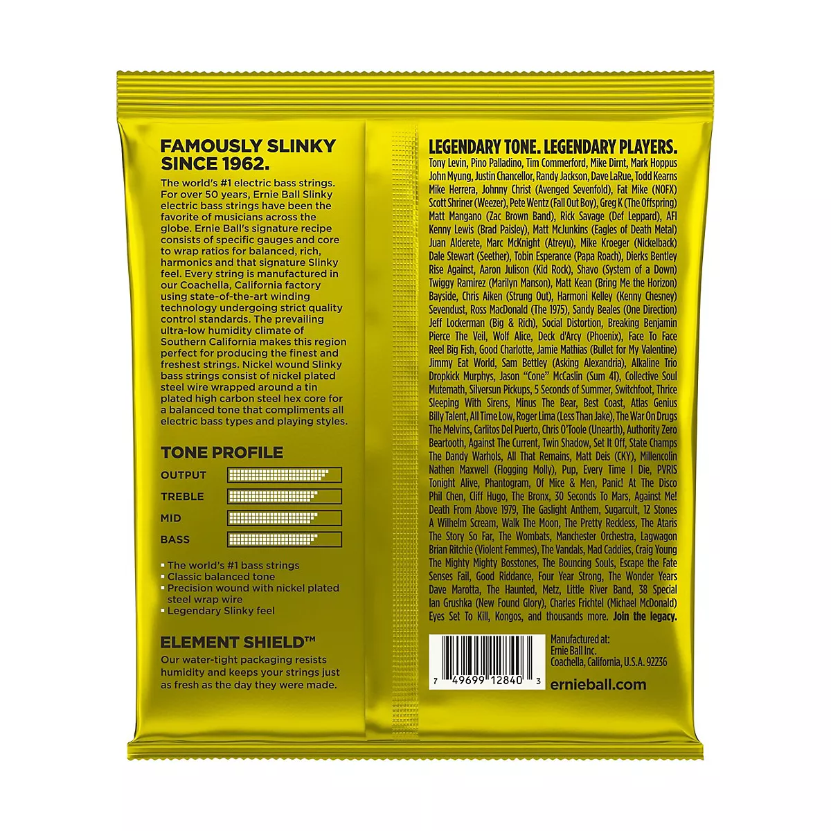 Ernie Ball Beefy Slinky Nickel Wound Electric Bass Guitar Strings - 65-130 Gauge