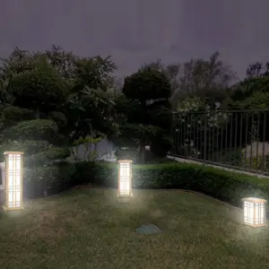 3pk Solar LED Zen Outdoor Lantern Bundle with Amber/White Light - Techko Maid
