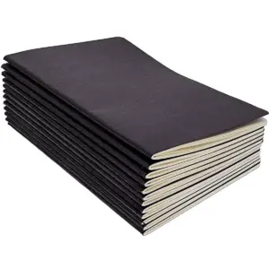 Paper Junkie 12-Pack Journal Bulk, Black Kraft Paper Cover Lined Notebook, A5 Sized, 5.5