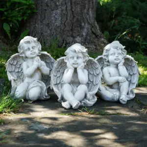 Northlight Set of 3 Sitting Cherub Angel Outdoor Patio Garden Statues 11