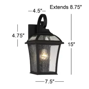 John Timberland Traditional Outdoor Wall Lights Fixture Set of 2 Carriage Style Textured Black 15