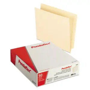 Pendaflex Manila End Tab Pocket Folders Straight Tab Two-Ply Letter Manila 50/Box 16650