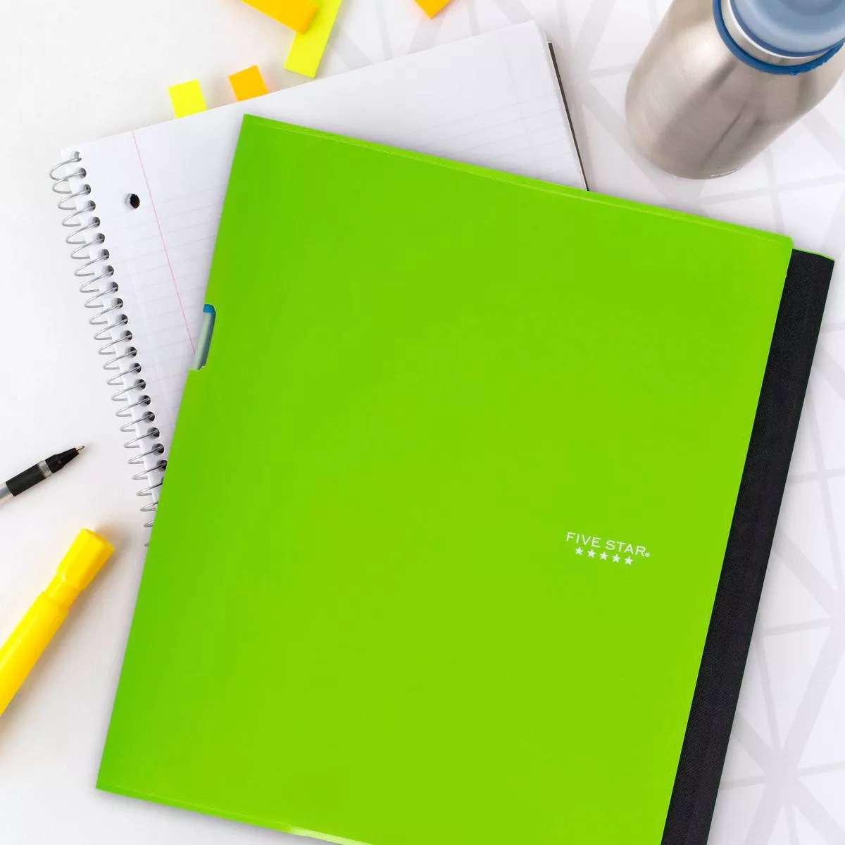 Composition Notebook College Ruled Trifold 2-Pocket Folder Lime - Five Star