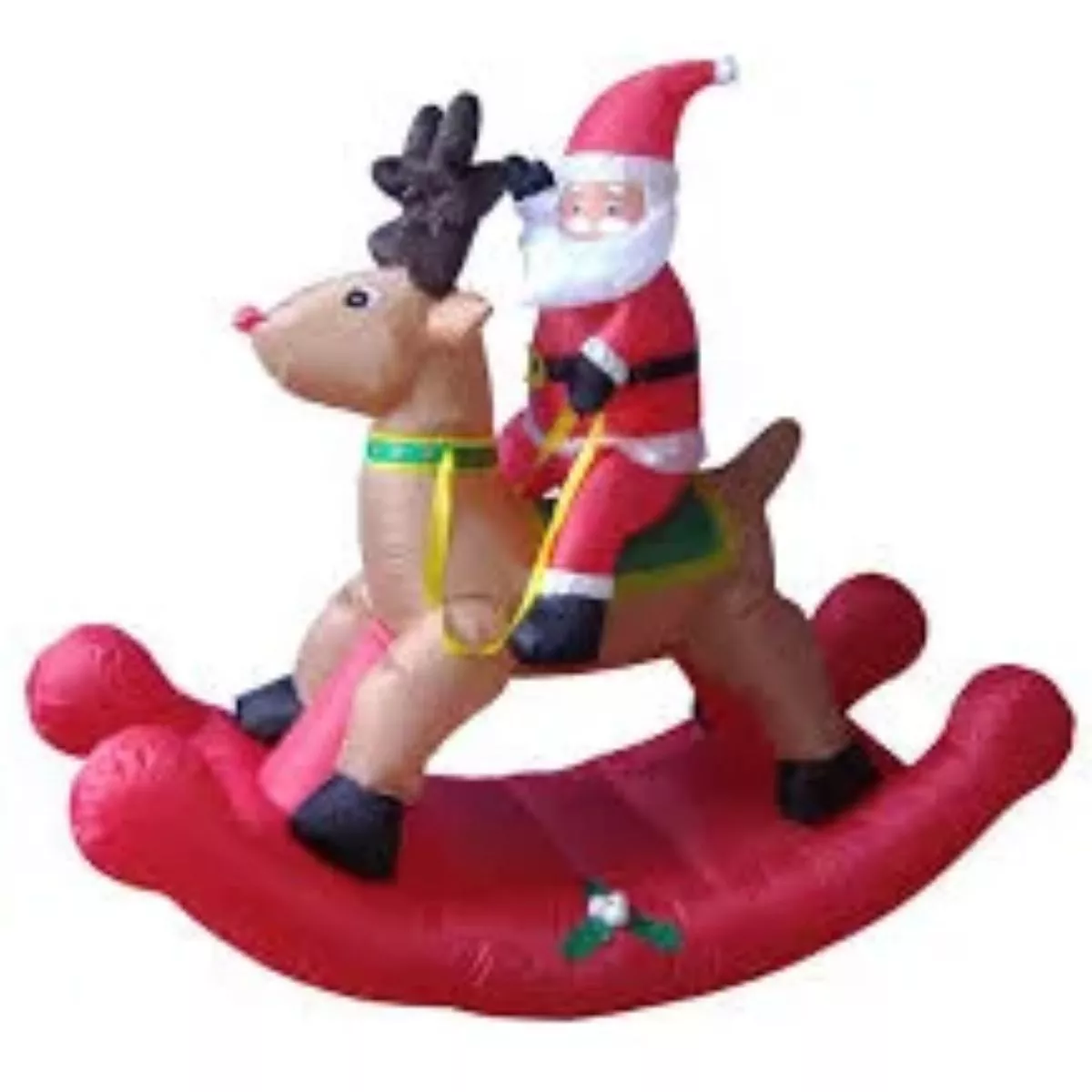 Northlight 4.75' Pre-Lit Red Inflatable Rocking Reindeer and Santa Outdoor Christmas Yard Decor
