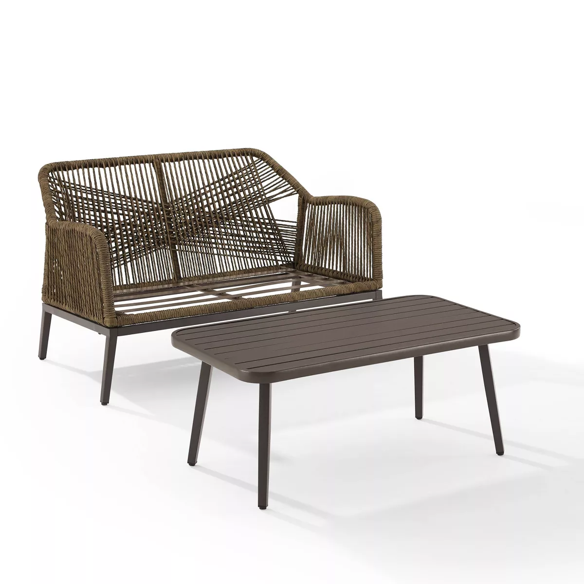 Haven 2pc Outdoor Wicker Conversation Set - Light Gray - Crosley