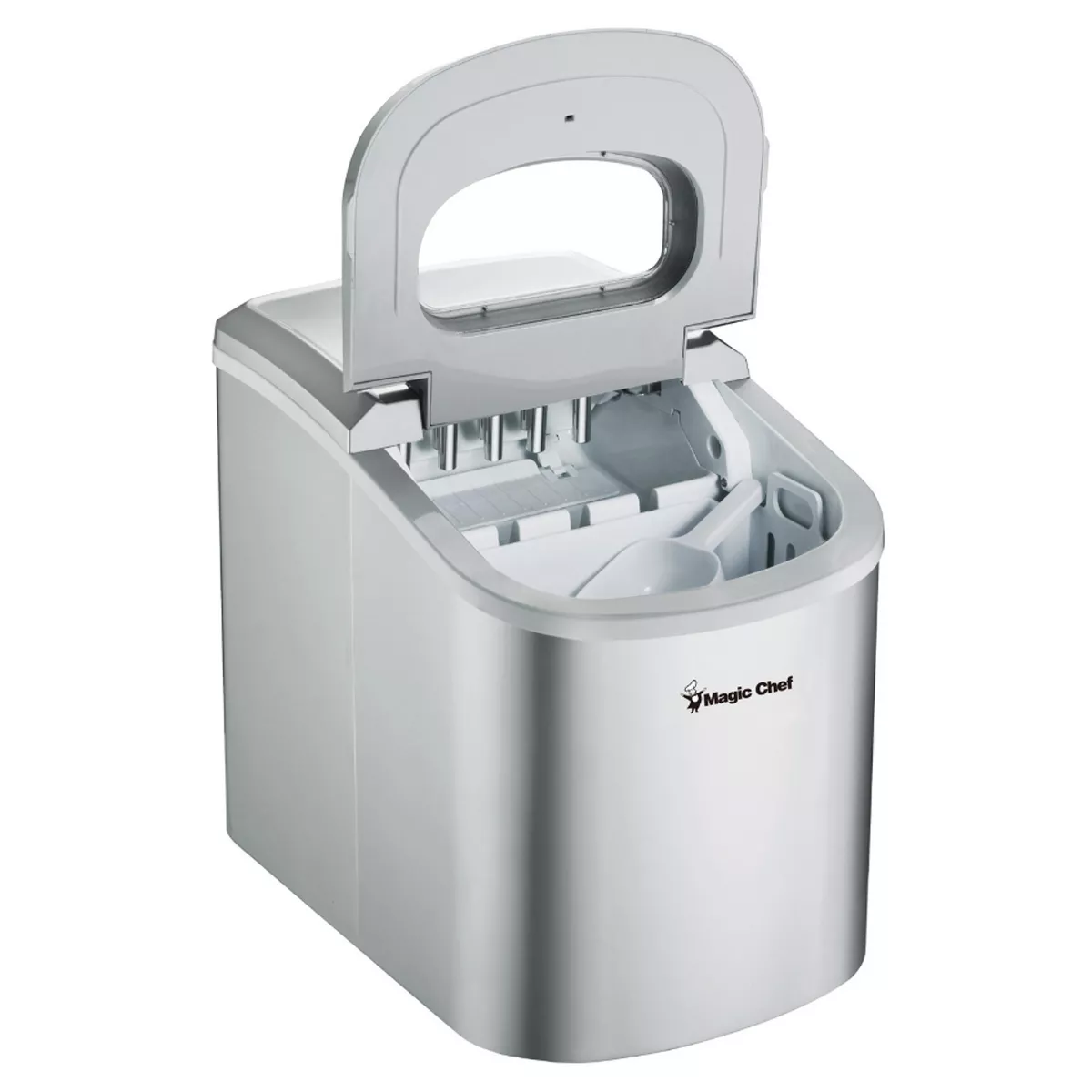Magic Chef MCIM22SV Portable Home Countertop Ice Maker with Settings Display, 27 Pounds Per Day, Silver