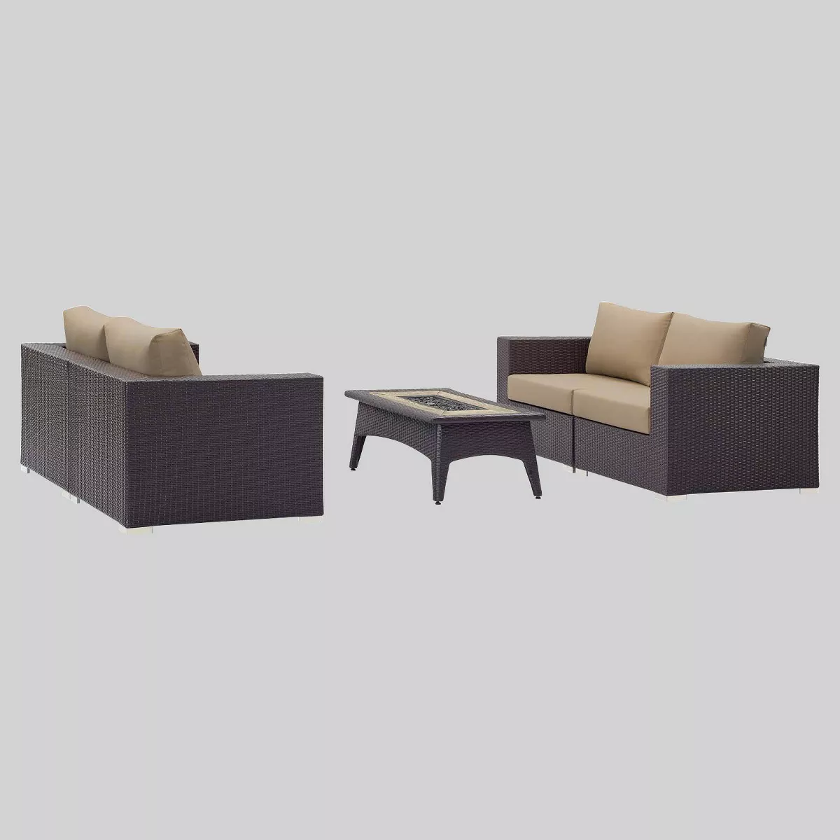 Convene 5 Piece Set Outdoor Patio with Fire Pit - Espresso Mocha - Modway