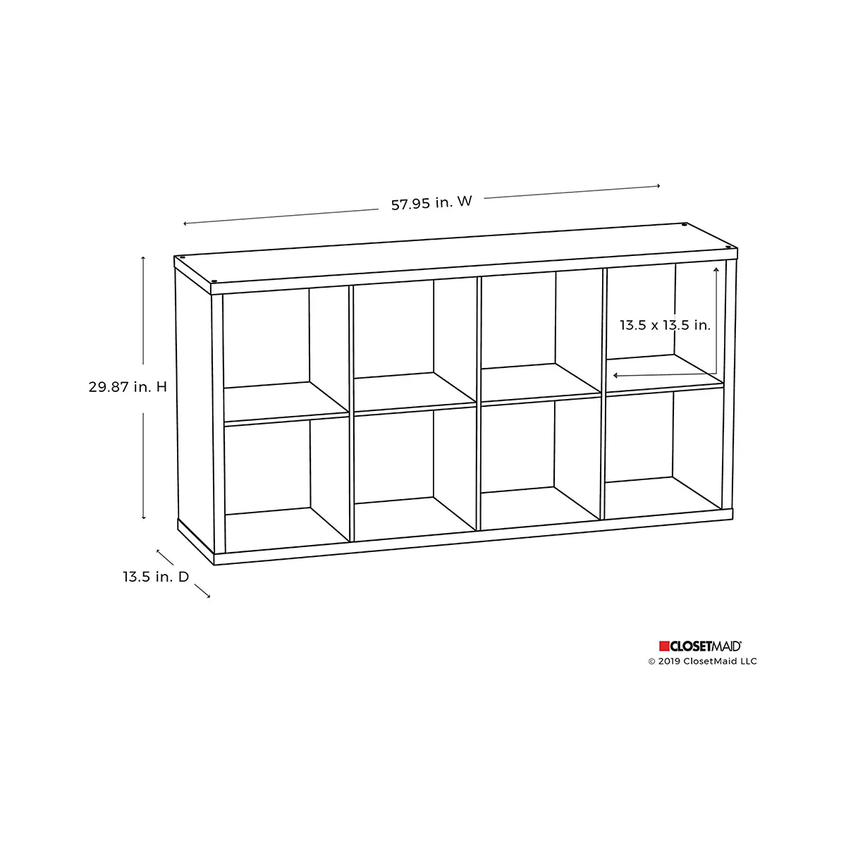 ClosetMaid 458500 Heavy Duty Decorative Bookcase Open Back 8-Cube Storage Organizer in Graphite Gray for Home, Closet, Office, or Toys