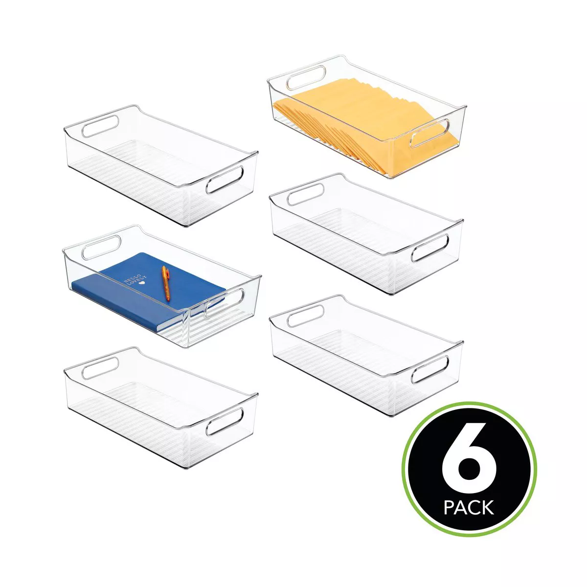 mDesign Plastic Office Drawer Organizer Tray, 6 Pack, Clear