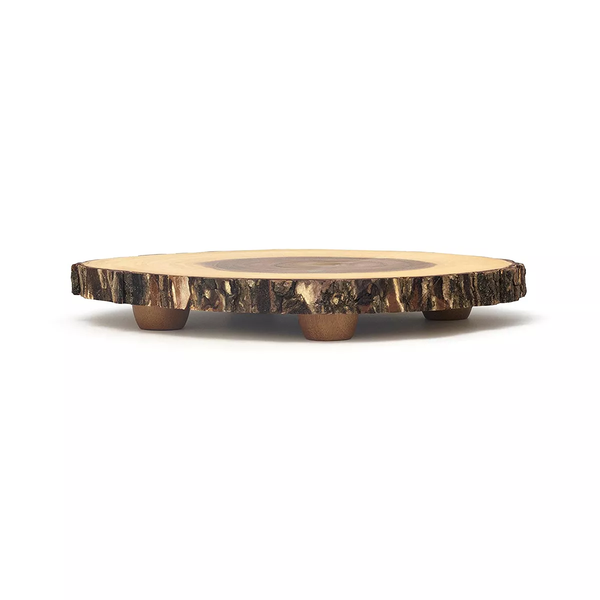 Lipper International 1010 Handcrafted Acacia Tree Bark Footed Server Platter for Cheese, Crackers, and Hors D'oeuvres, Small