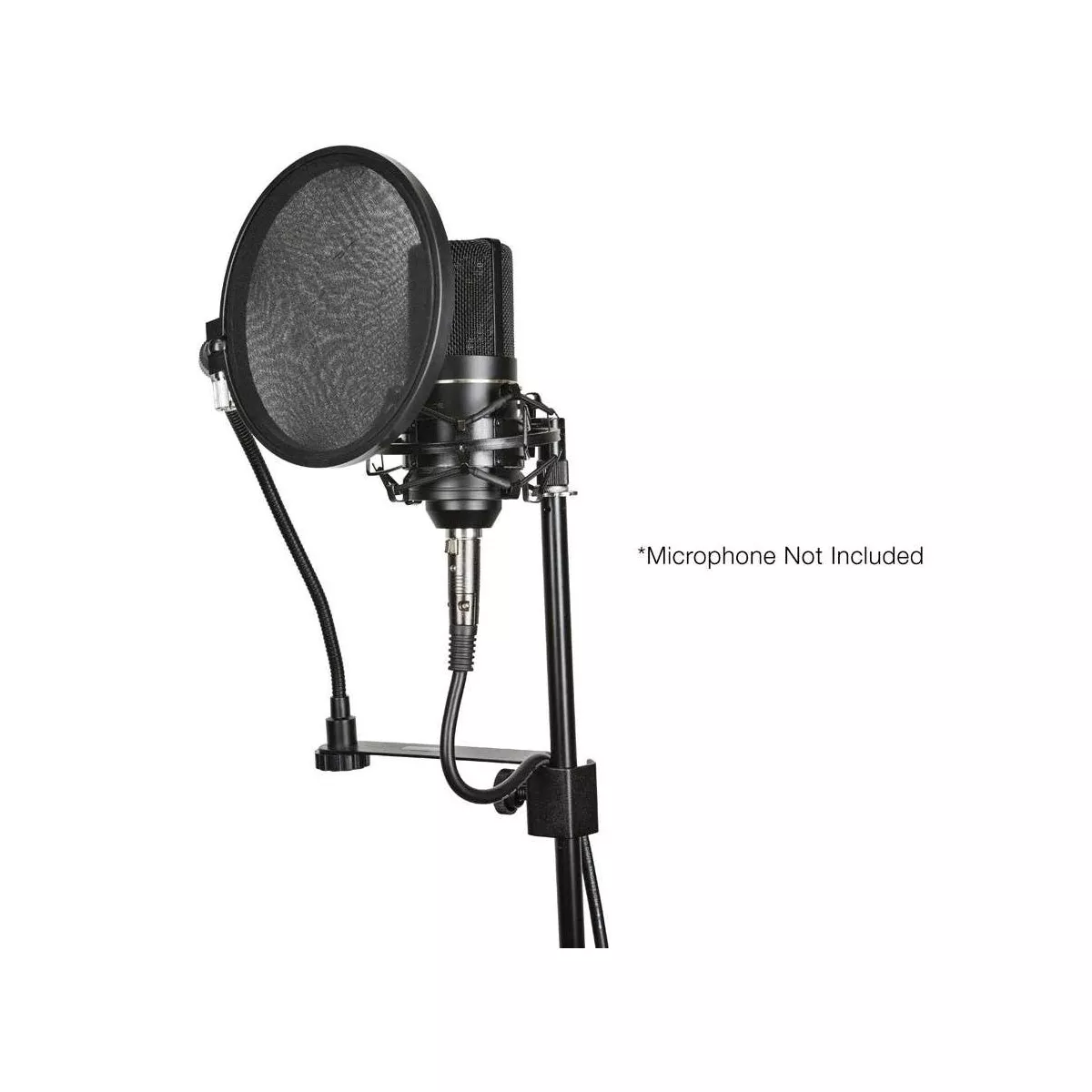 Monoprice Vocal Performance Dual Screen Microphone Pop Filter - Black With Double Semi Transparent Nylon Screens And Goose Neck Flexible C Clamp
